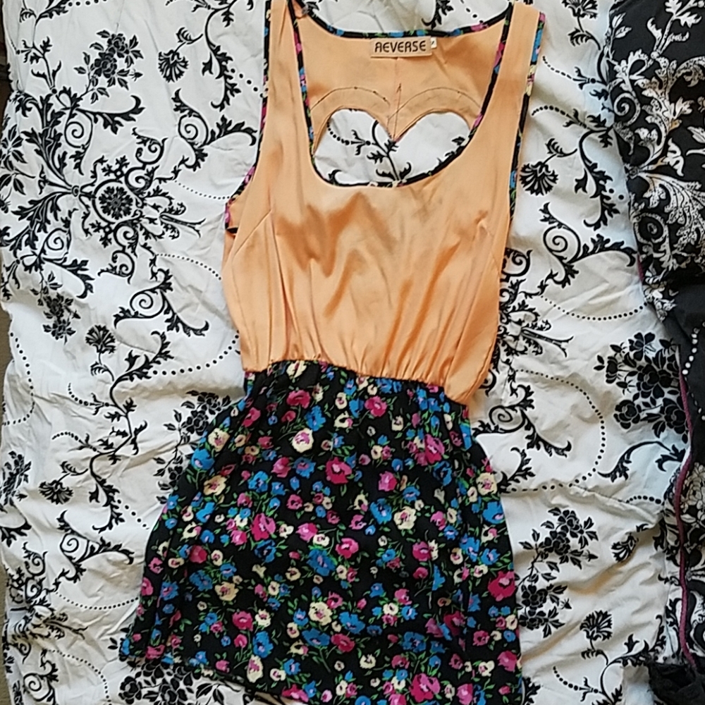 Reverse Floral Dress with heart cutout
